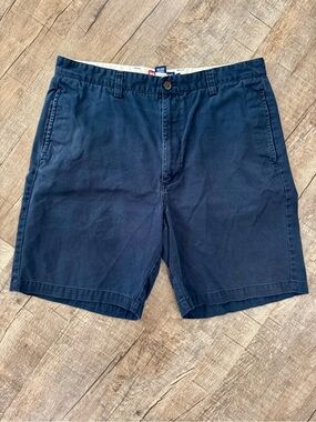 Chaps Chino Shorts 36 Navy Mens Flat Front Casual Cotton Shorts Classic Fit